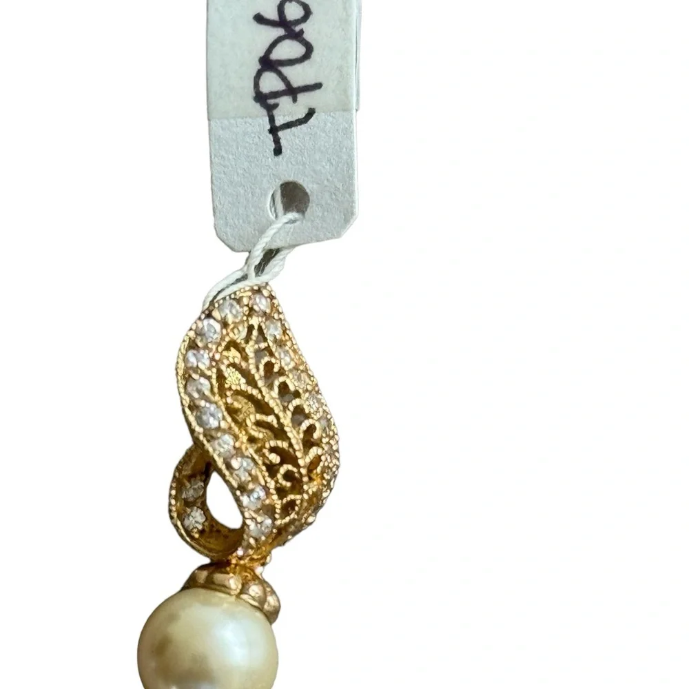 Gold Crystal Pearl Pendant